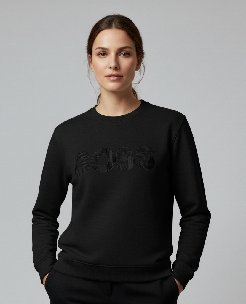Women BS White Premium Sweatshirt – Soft Fleece, Winter Wear, Casual Comfort