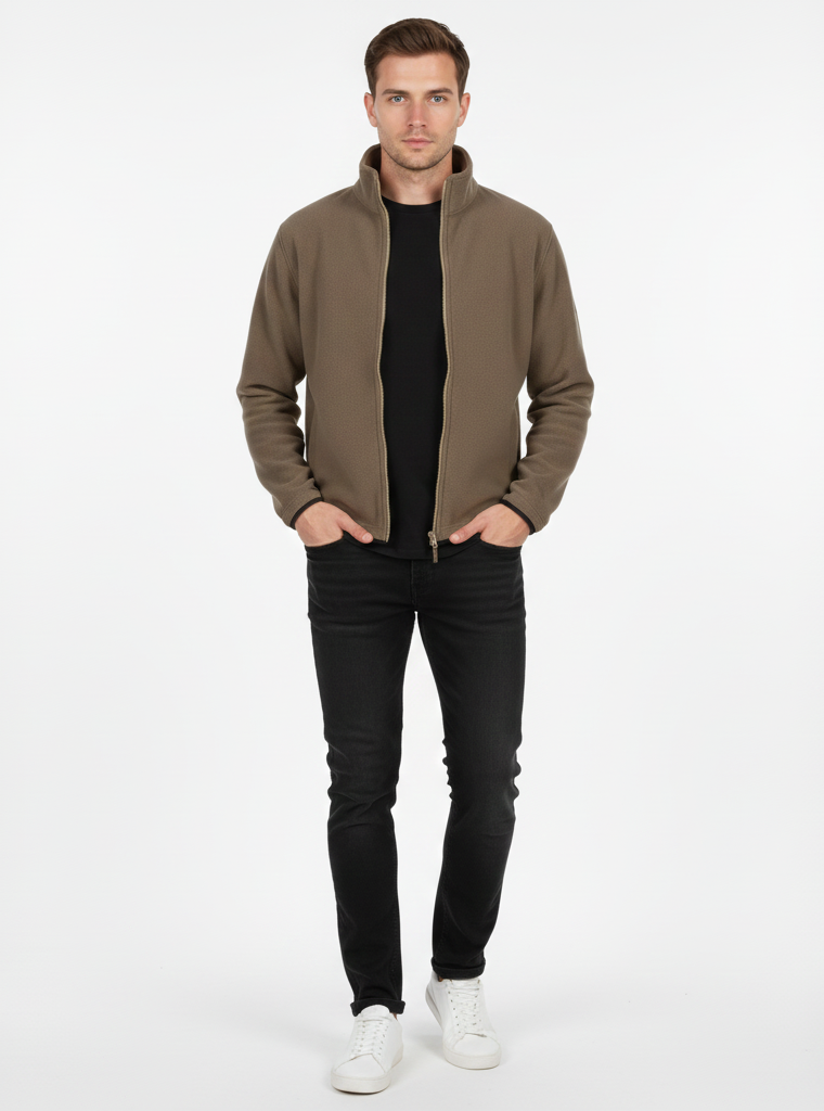 Brown Full-Zip Polar Fleece Jacket