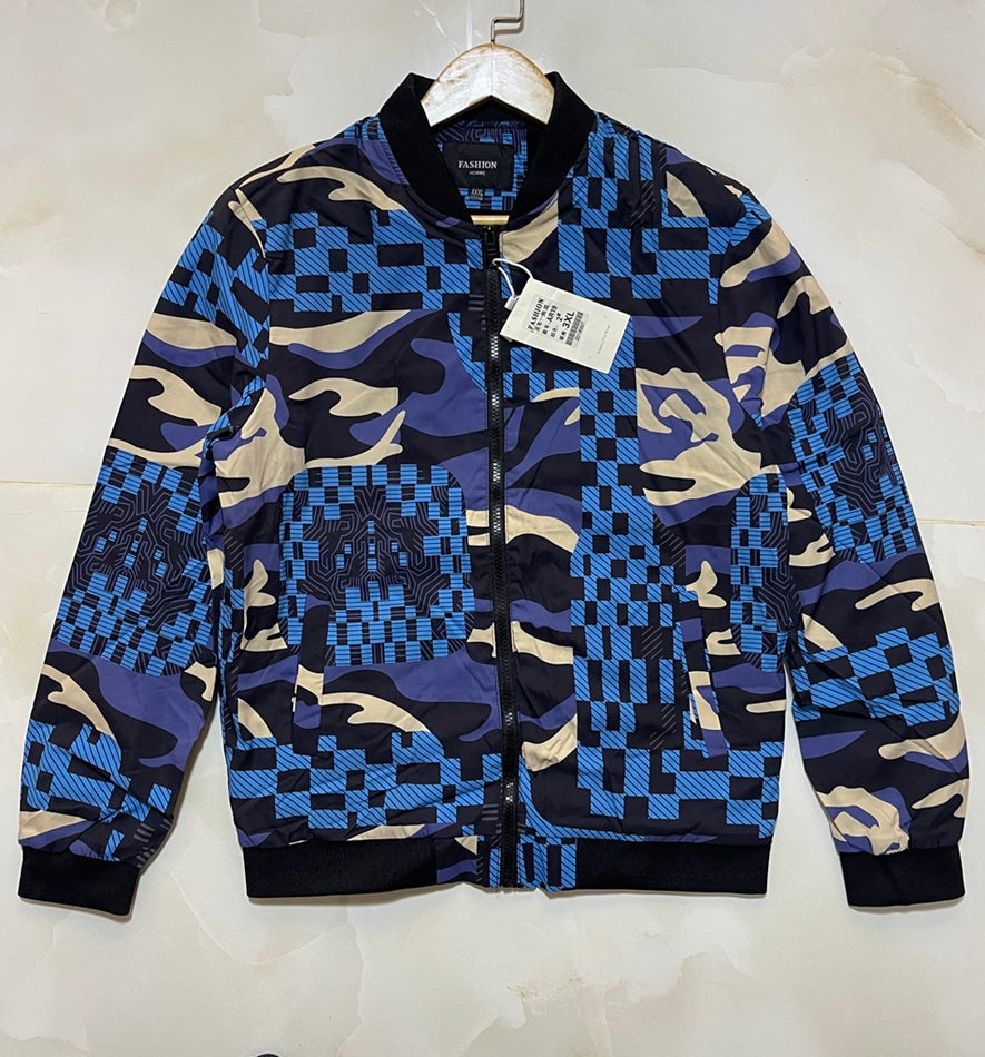 Women Blue Camo Fur-Lined Jacket