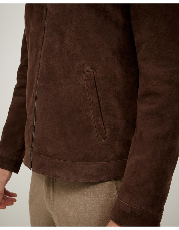 Brown Suede Classic Zip Jacket